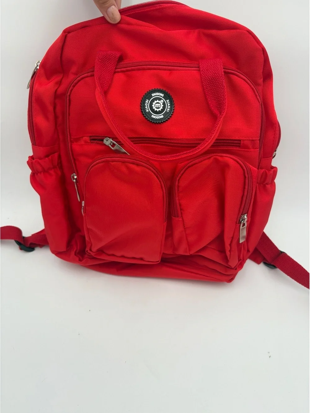 Waterproof Vibrant Red Travel Bag Hiking Backpack Multi-Pocket Backpack padded